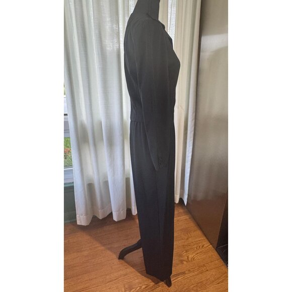 Vintage 1980s jumpsuit, black, pure wool, wide lapels, by Krizia Italy - Picture 6 of 10